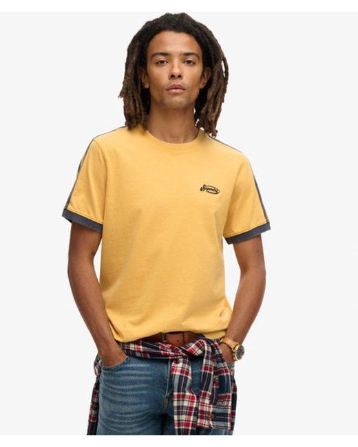 Superdry Yellow & Co Essential Logo Retro Striped T-shirt for men
