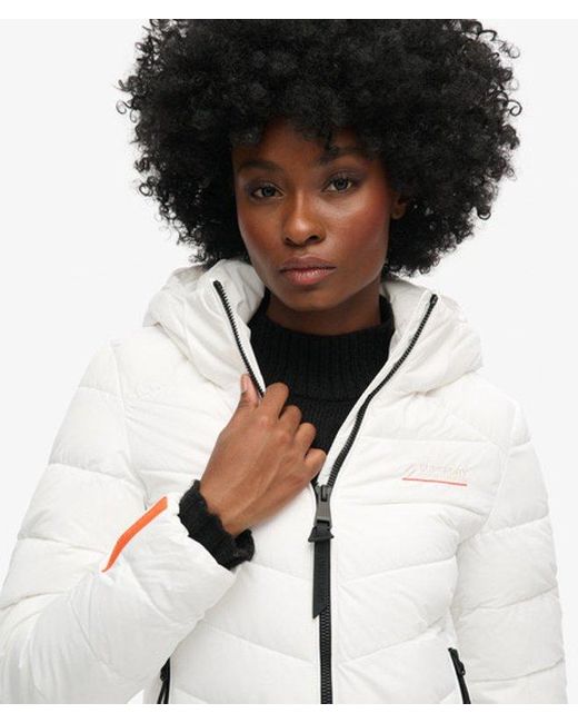 Superdry White & Co Hooded Microfibre Padded Jacket