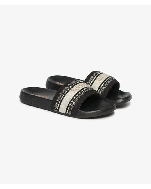Superdry Black Webbing Interest Pool Sliders