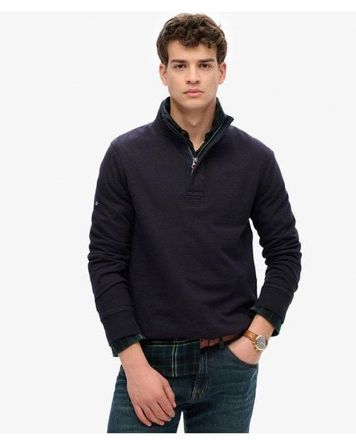 Superdry Blue & Co Cotton Classics Jersey Half Zip Sweatshirt for men