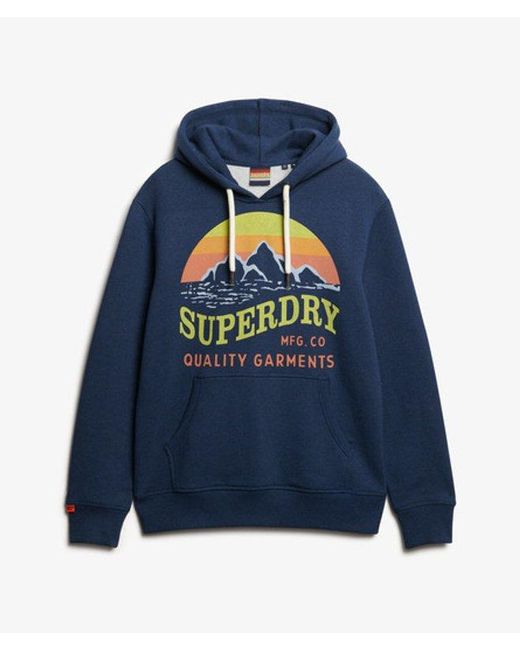 Superdry Blue Core Logo Great Outdoors Relaxed Hoodie for men