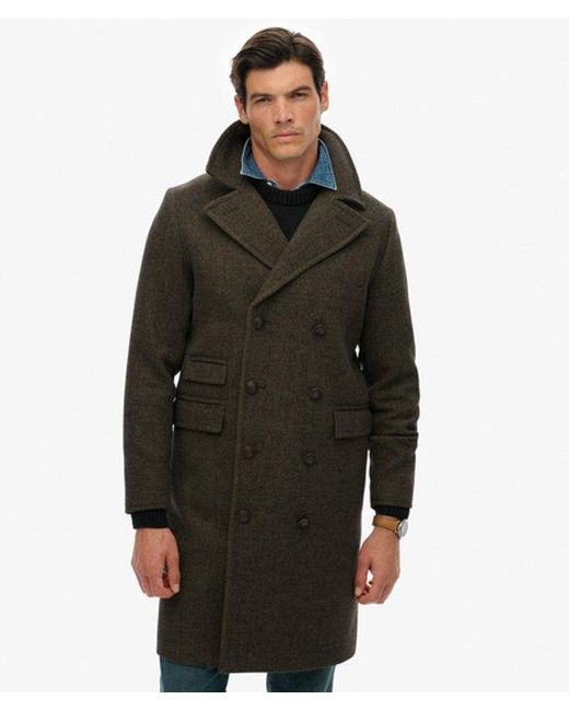 Superdry Black & Co The Merchant Store - Wool Blend Long Coat for men