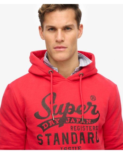 Superdry Red Standard Script Hoodie for men