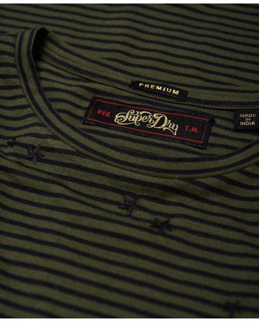 Superdry Green Willshaw Embroidered Top Washed Khaki Stripe