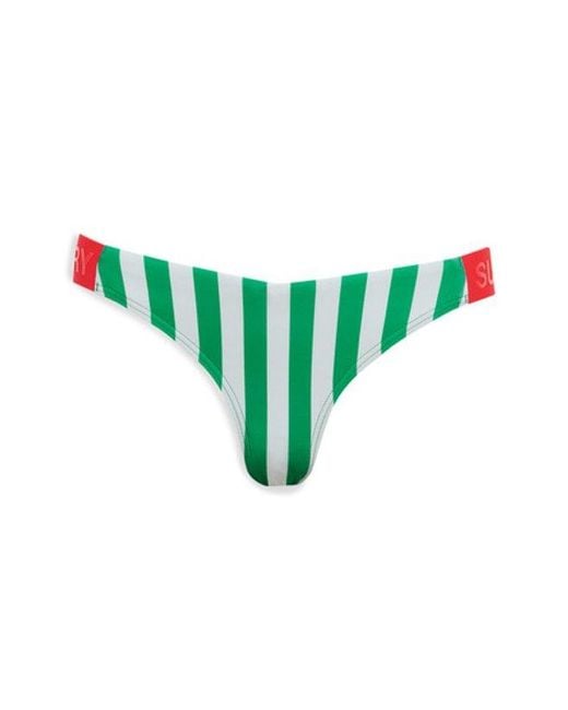 Superdry Blue & Co Striped Cheeky Bikini Bottoms