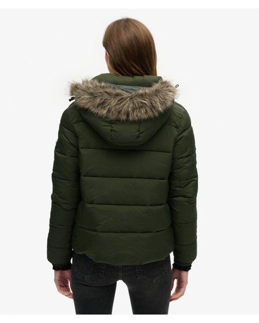Superdry Green & Co Slim Fit Logo Patch Hooded Mid Layer Short Jacket