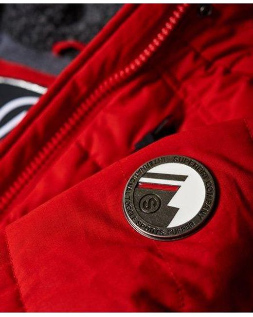 Superdry Red Microfibre Toggle Puffer Jacket