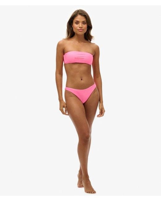 Superdry Pink & Co Logo Bandeau Bikini Top