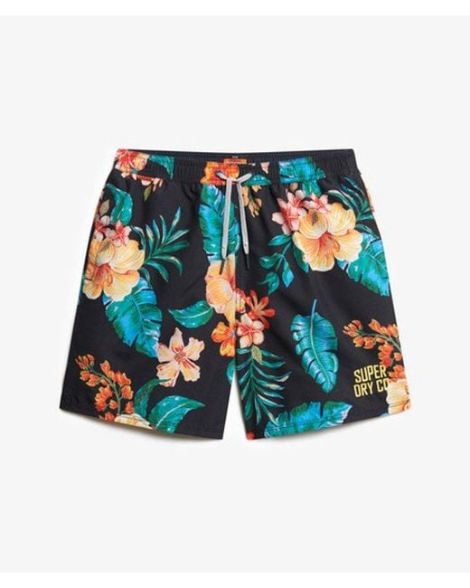 Superdry Black & Co Hawaiian Print 16-inch Swim Shorts for men