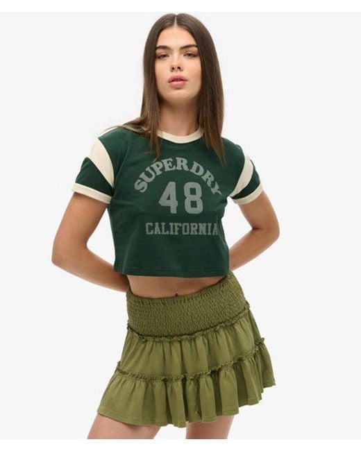 Superdry Green & Co Tiered Jersey Mini Skirt