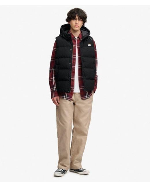 Superdry Black Hooded Short Everest Gilet for men