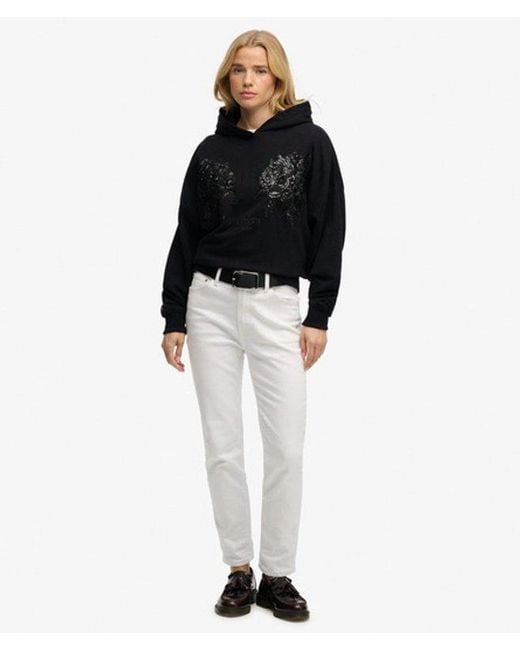 Superdry Black & Co Tattoo Embellished Oversized Hoodie