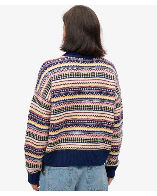 Superdry Blue & Co Classic Stripe Textured Pattern Jumper