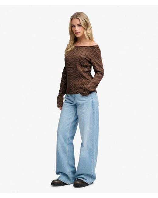 Superdry Brown & Co Bardot Off Shoulder Top