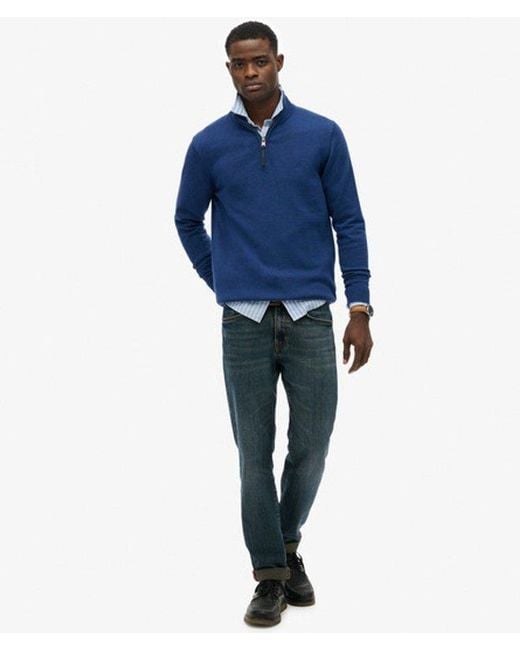 Superdry Blue & Co Essentials Cotton Half Zip Jumper for men
