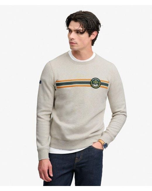 Superdry White Outdoor Stripe Logo Relaxed Sweatshirt for men