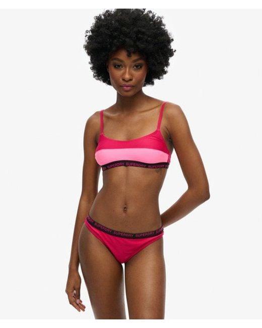 Superdry Red & Co Ladies Striped Elastic Bralette Bikini Top
