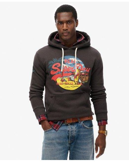 Superdry Gray La Graphic Hoodie for men