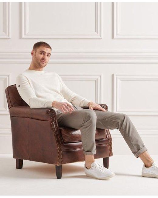 Superdry Natural Coolmax Crew Knit Jumper Oyster for men