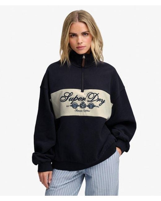 Superdry Blue & Co Ornate Script Half Zip Sweatshirt