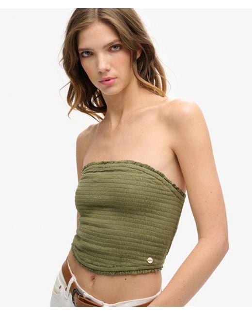 Superdry Green & Co Smocked Bandeau Top