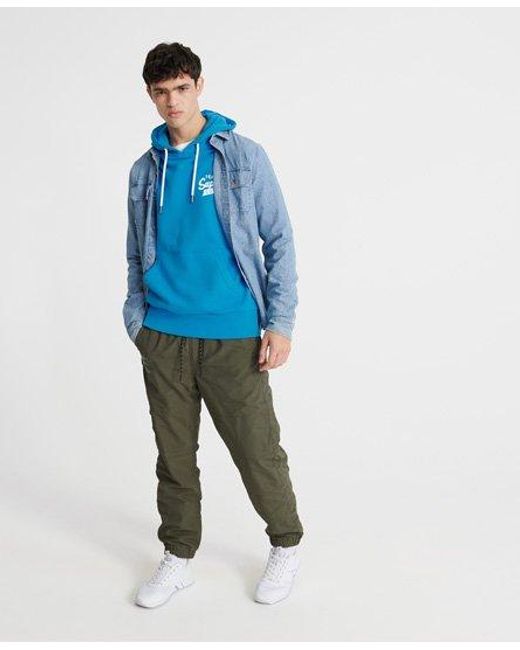 Superdry Blue Script Classic Loopback Hoodie Electric for men