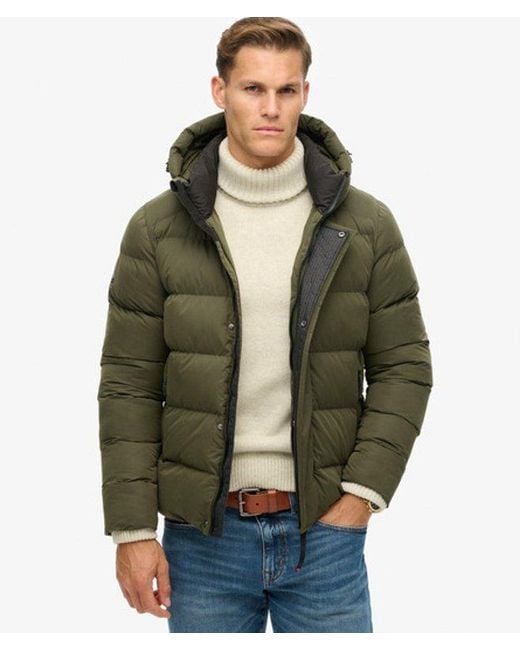 Superdry Blue & Co Hooded Microfibre Sport Puffer Jacket for men