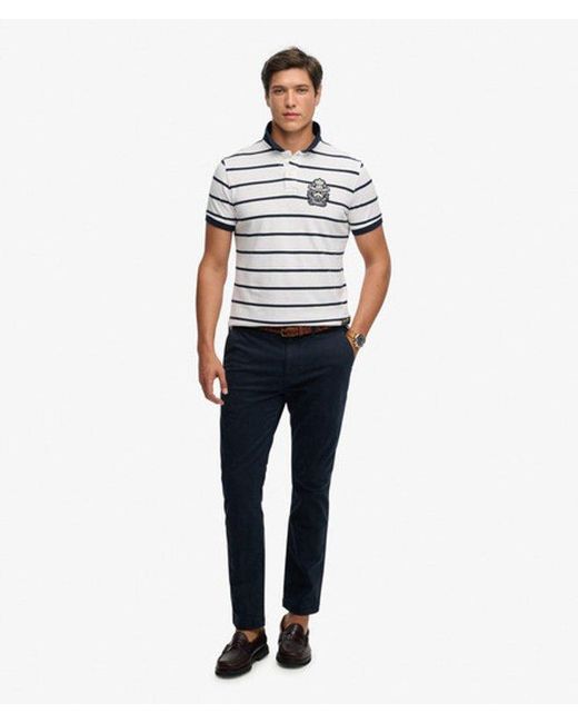 Superdry Blue & Co Crest Stripe Polo Shirt for men