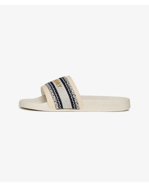 Superdry White & Co Vegan Webbing Pool Sliders