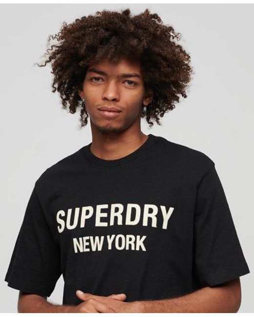 Superdry Black Lightweight Logo Print Luxury Sport Loose T-shirt for men