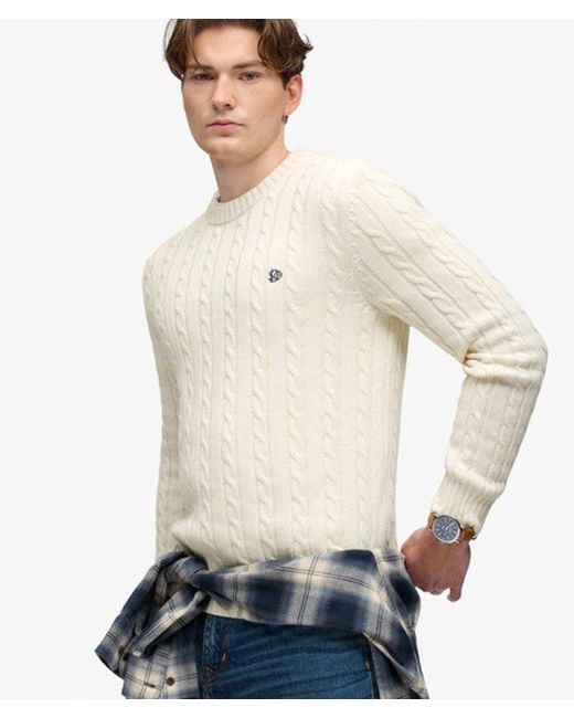 Superdry Natural & Co Cotton Cable Knit Crew Jumper for men