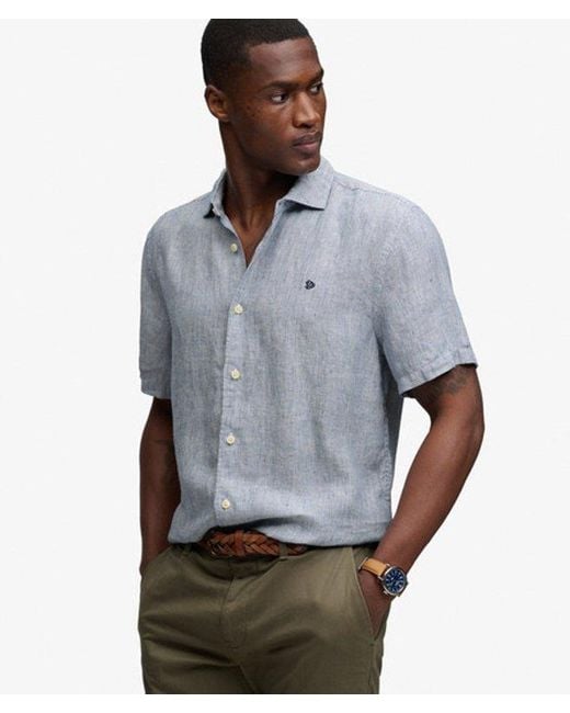 Superdry Gray & Co Riviera Short Sleeve Linen Shirt for men