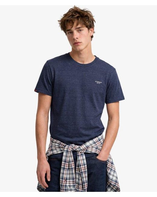Superdry Blue & Co Essential Stacked Logo Embroidered T-shirt for men