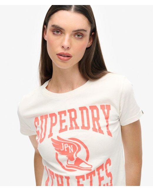 Superdry Red Varsity Flocked Fitted T-shirt