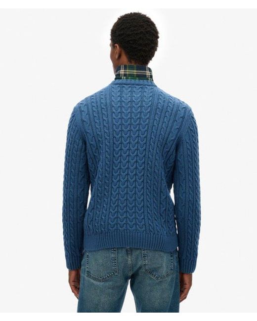 Homme Pull En Maille Torsadée Jacob Taille Superdry pour homme en coloris Blue