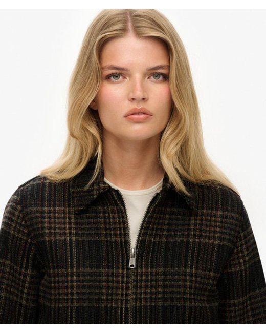 Superdry Blue & Co Checked Ranch Quilted Jacket
