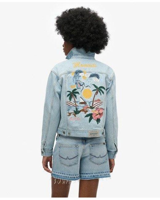 Superdry Versierd Spijkerjack in het Blue