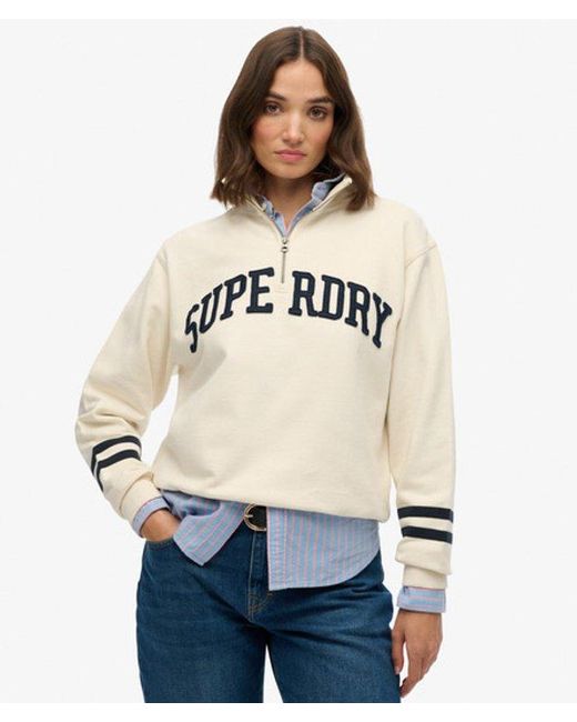Superdry Natural & Co Athletic Essentials Applique Half Zip Sweatshirt