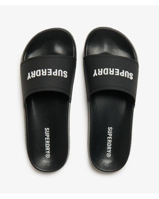 Superdry Black & Co Logo Pool Sliders for men