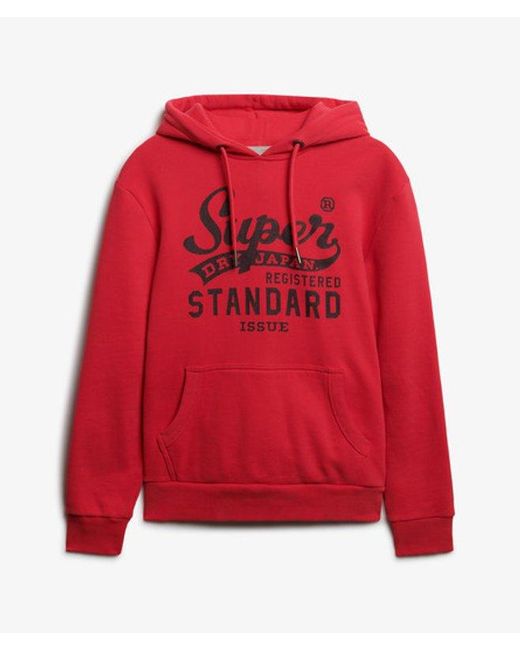 Superdry Red Standard Script Hoodie for men
