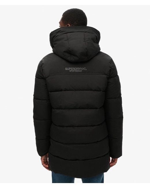 Superdry Black & Co Loose Fit Embroidered City Chevron Padded Parka Coat for men