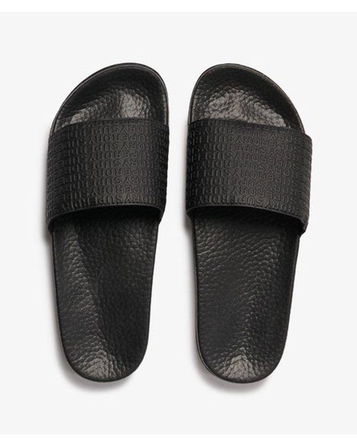 Superdry Black & Co Monogram Pool Sliders for men