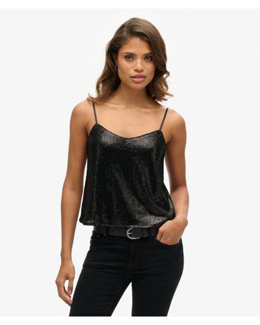 Superdry Black & Co Sequin Cami Vest Top