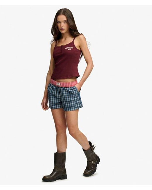 Superdry Red & Co Mini Check Cotton Shorts