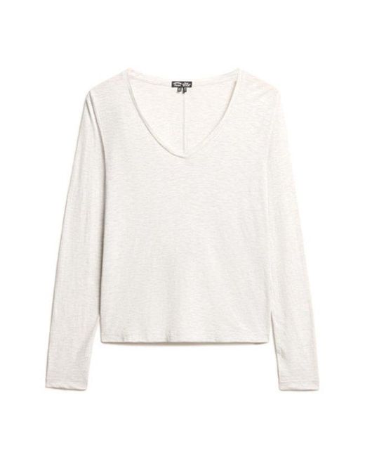 Superdry White & Co Long Sleeve V Neck Jersey Top