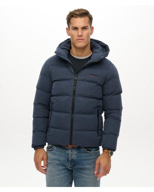 Superdry Blue & Co Hooded Microfibre Sport Puffer Jacket for men