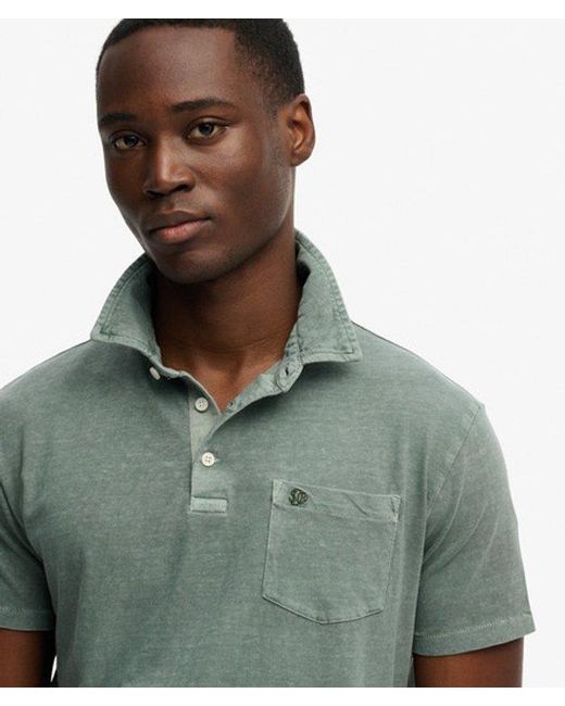 Superdry Green & Co Classic Cotton Linen Polo Shirt for men