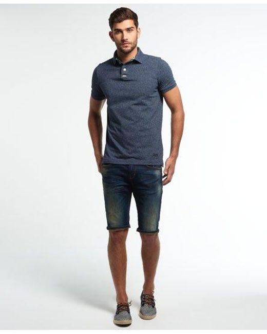 Superdry Blue Classic Pique Polo Shirt Eclipse Grindle for men