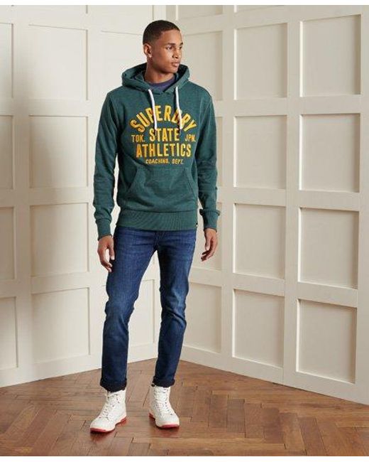 Superdry Blue Varsity 11 Classic Hoodie Buck Marl for men