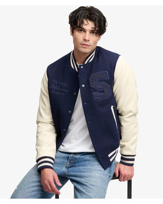 Superdry Blue & Co Vintage Patched Varsity Jacket for men